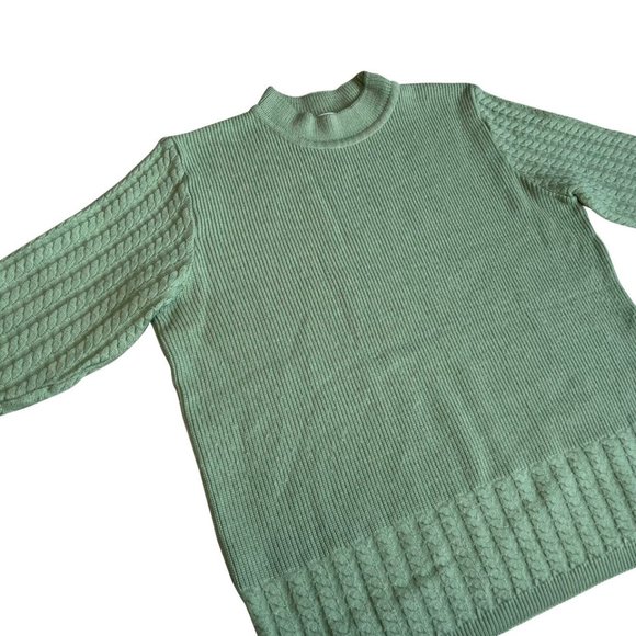 Création Atelier GP (Germany) Cable Knit Wool Pullover Green (James Galanos) : L - Picture 3 of 6